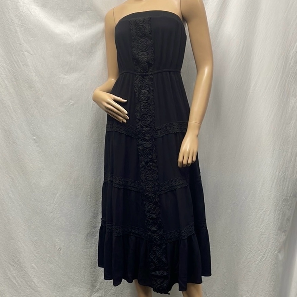 Justify Black Strapless Dress with Lace Detail